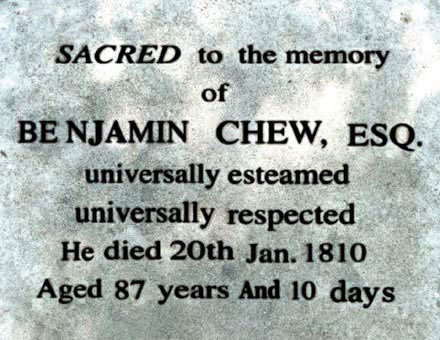 Benjamin Chew Grave, Saint Peter's Episcopal Churchyard,  Philadelphia