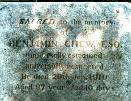 Benjamin Chew Grave, Saint Peter's Episcopal Churchyard,  Philadelphia